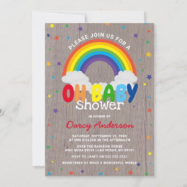 Cute Rustic Colorful Rainbow-Baby shower Kaart