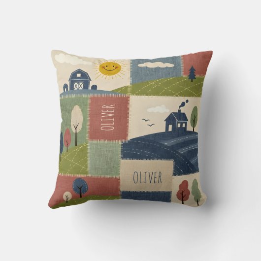Cute Rustic Country Farmhouse Patchwork Kussen (Achterkant)