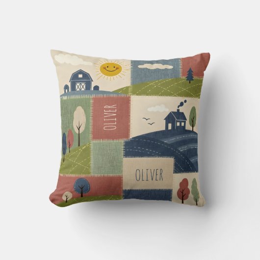 Cute Rustic Country Farmhouse Patchwork Kussen (Voorkant)