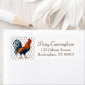 Cute Rustic Country Rooster Chicken Wire Etiket (Insitu)