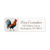 Cute Rustic Country Rooster Chicken Wire Etiket (Voorkant)