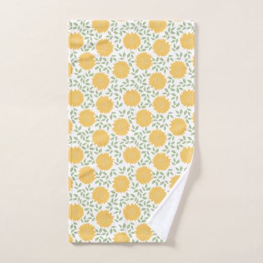 Cute Rustic Country Sunflower Pattern Bad Handdoek (Handdoek)