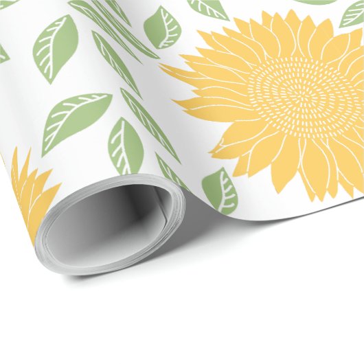 Cute Rustic Country Sunflower Pattern Cadeaupapier (Rol Hoek)