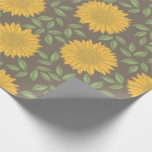 Cute Rustic Country Sunflower Pattern Cadeaupapier (Hoek)
