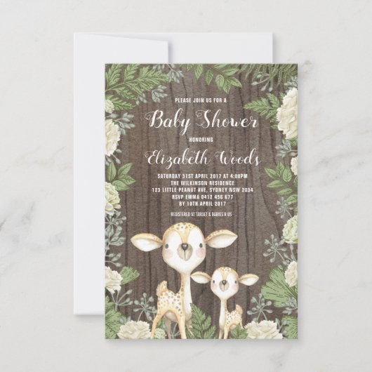 Cute Rustic Deer Baby shower Neutral Greenery Kaart (Voorkant)