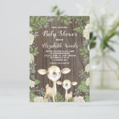 Cute Rustic Deer Baby shower Neutral Greenery Kaart (Staand voorkant)