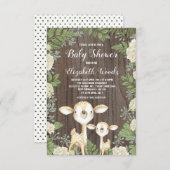 Cute Rustic Deer Baby shower Neutral Greenery Kaart (Voorkant / Achterkant)