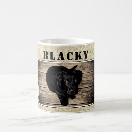 Cute Rustic Dog Puppy Photo and Dog Name Koffiemok (Center)