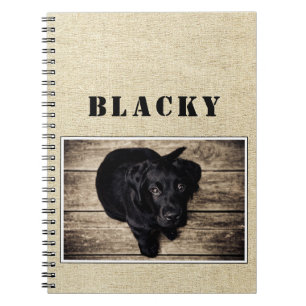 Cute Rustic Dog Puppy Photo met naam Notitieboek