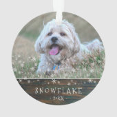Cute Rustic Dog Puppy Snowflake 2 Foto Keepslag Ornament (achterkant)