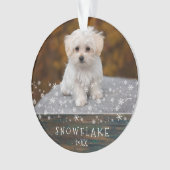 Cute Rustic Dog Puppy Snowflake 2 Foto Keepslag Ornament (voorkant)