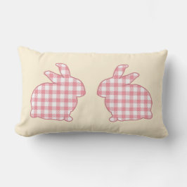 Cute Rustic Easter Bunnies Pink Gingham Pset Kussen