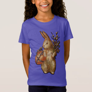 Cute Rustic Easter Bunny Paarse Girls Shirt