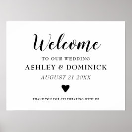 Cute Rustic Elegant Calligraphy Welcome Wedding Poster