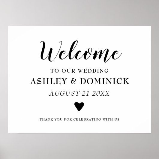 Cute Rustic Elegant Calligraphy Welcome Wedding Poster (Voorkant)