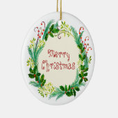 Cute Rustic Elegant  Green Merry kerst Keramisch Ornament (Rechts)