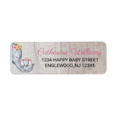 Cute Rustic Elephant Floral Baby shower Etiket (Voorkant)