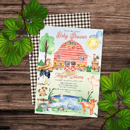 Cute Rustic Farm Animals Barnyard Baby shower Kaart