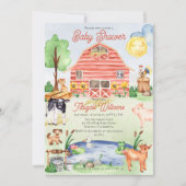 Cute Rustic Farm Animals Barnyard Baby shower Kaart (Voorkant)
