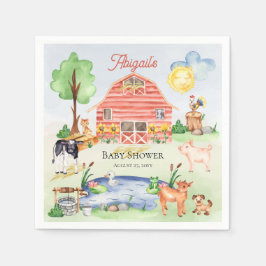 Cute Rustic Farm Animals Barnyard Baby shower Servet