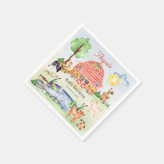 Cute Rustic Farm Animals Barnyard Baby shower Servet (Hoek)