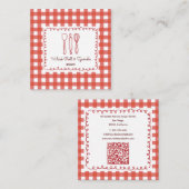 Cute Rustic Farmhouse Gingham Bakery Vierkante Visitekaartje (Voorkant / Achterkant)