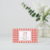Cute Rustic Farmhouse Gingham Chef Visitekaartje (Staand voorkant)