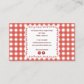 Cute Rustic Farmhouse Gingham Chef Visitekaartje (Achterkant)