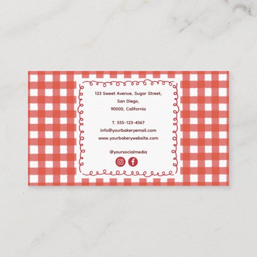 Cute Rustic Farmhouse Gingham Chef Visitekaartje (Achterkant)