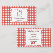 Cute Rustic Farmhouse Gingham Chef Visitekaartje (Voorkant / Achterkant)