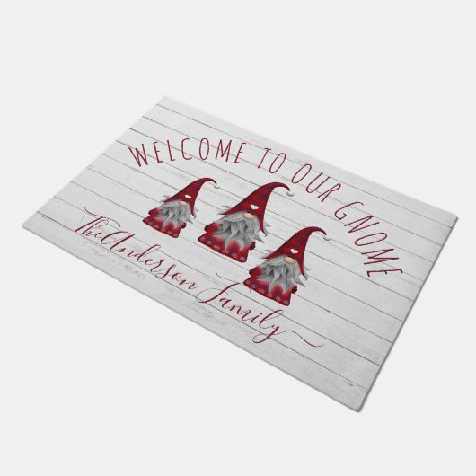 Cute Rustic Faux Wood Kerstfamilie Gnomes Deurmat (Schuin)