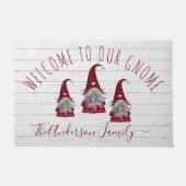 Cute Rustic Faux Wood Kerstfamilie Gnomes Deurmat (Voorkant)