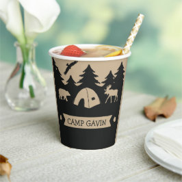 Cute Rustic Flannel Camping Birthday Party Papieren Bekers