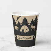 Cute Rustic Flannel Camping Birthday Party Papieren Bekers (Voorkant)