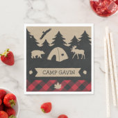 Cute Rustic Flannel Camping Birthday Party Servet (Insitu)