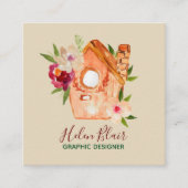 Cute rustic floral bird house visitekaartje (Voorkant)