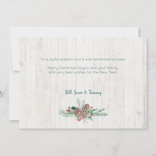 Cute Rustic Floral Merry kerst Typografie Feestdagenkaart (Achterkant)