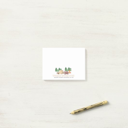Cute Rustic Forest Woodland Animal Post-it® Notes (Op bureau)