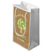 Cute Rustic Green Tree and Burlap Family Reunion Klein Cadeauzakje (Voorkant Gekanteld)