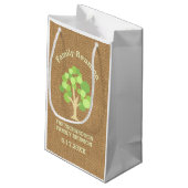 Cute Rustic Green Tree and Burlap Family Reunion Klein Cadeauzakje (Achterkant Gekanteld)