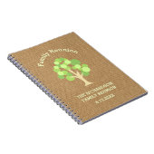 Cute Rustic Green Tree and Burlap Family Reunion Notitieboek (Rechterzijde)