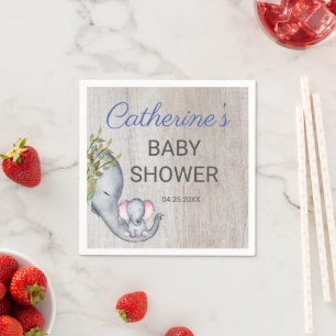 Cute Rustic June Elephant Boy Baby shower Servet