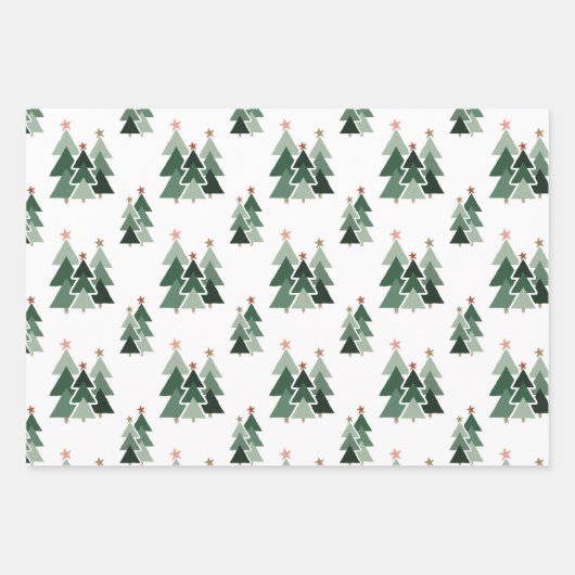Cute Rustic-kerstbomen Inpakpapier Vel (Voorkant)