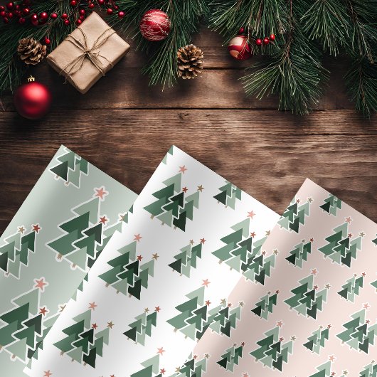 Cute Rustic-kerstbomen Inpakpapier Vel