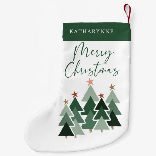 Cute Rustic kerstbomen Typografie Kleine Kerstsok (Achterkant)