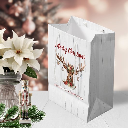 Cute Rustic Kerstmis Deer Ornamenten Holiday Medium Cadeauzakje