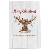 Cute Rustic Kerstmis Deer Ornamenten Holiday Medium Cadeauzakje (Voorkant)