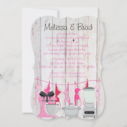 Cute Rustic Kitchen Lingerie Vrijgezellenfeest Inv Kaart (Voorkant)