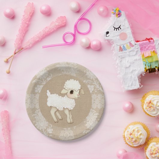 Cute Rustic Lamb Baby shower Paper Bord (Feest)