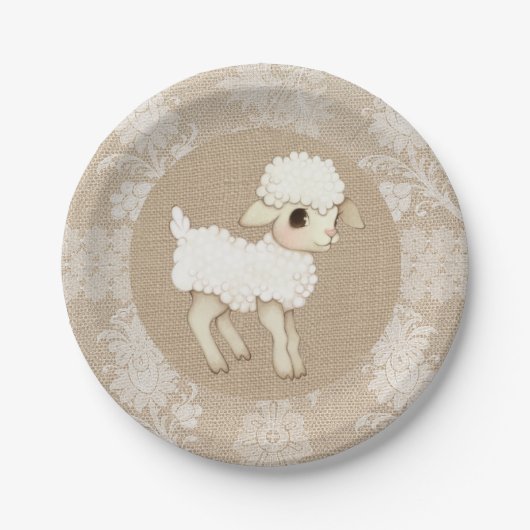 Cute Rustic Lamb Baby shower Paper Bord (Voorkant)